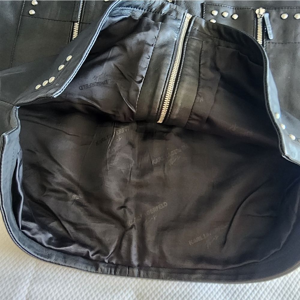 Karl Lagerfeld leather skirt new with tags dark academia preppy gothic chunky - Picture 12 of 12